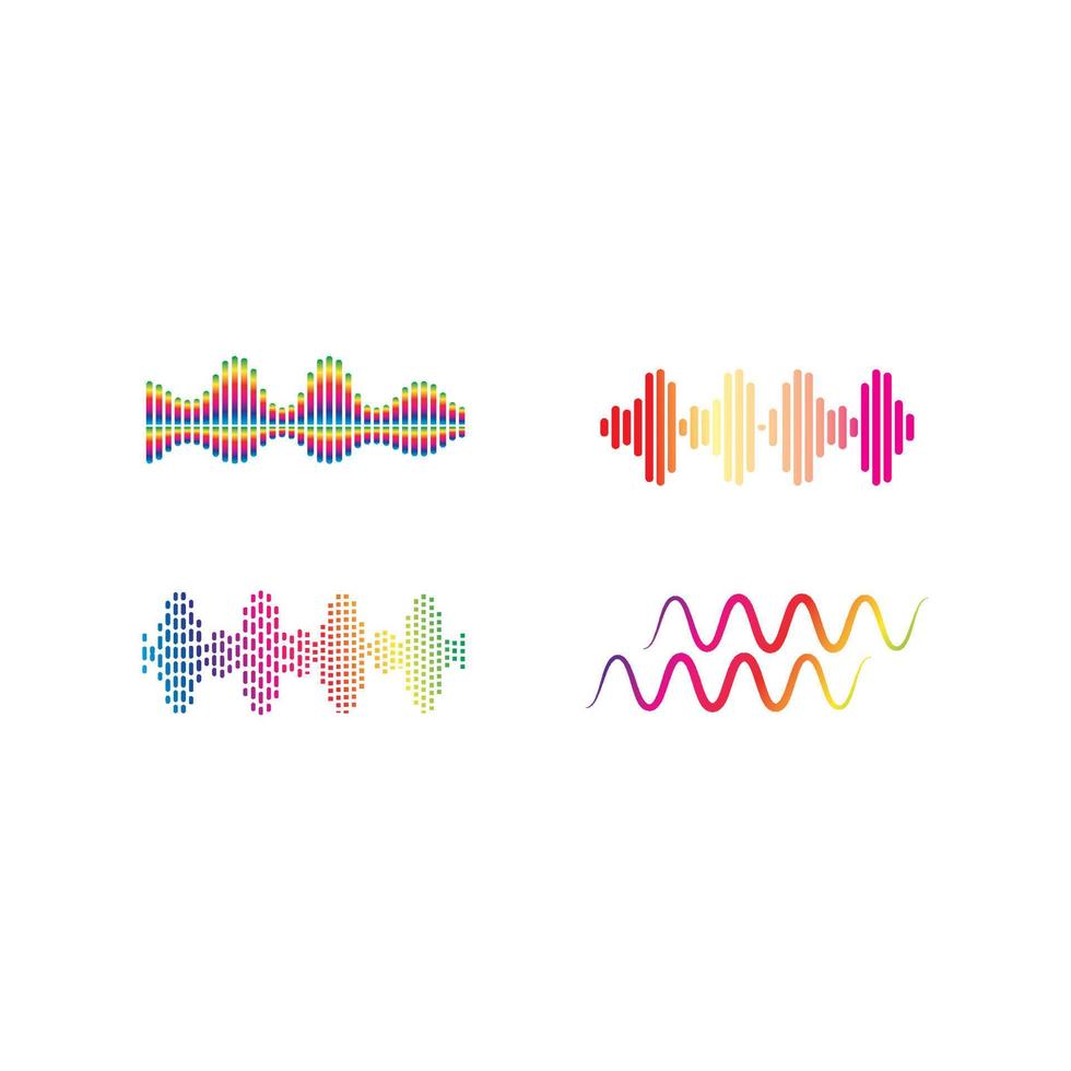 Sound waves set vector illustration