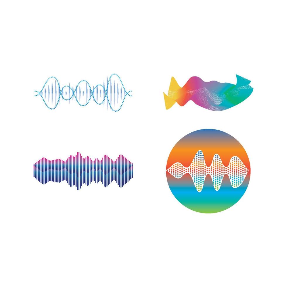 Sound waves set vector illustration