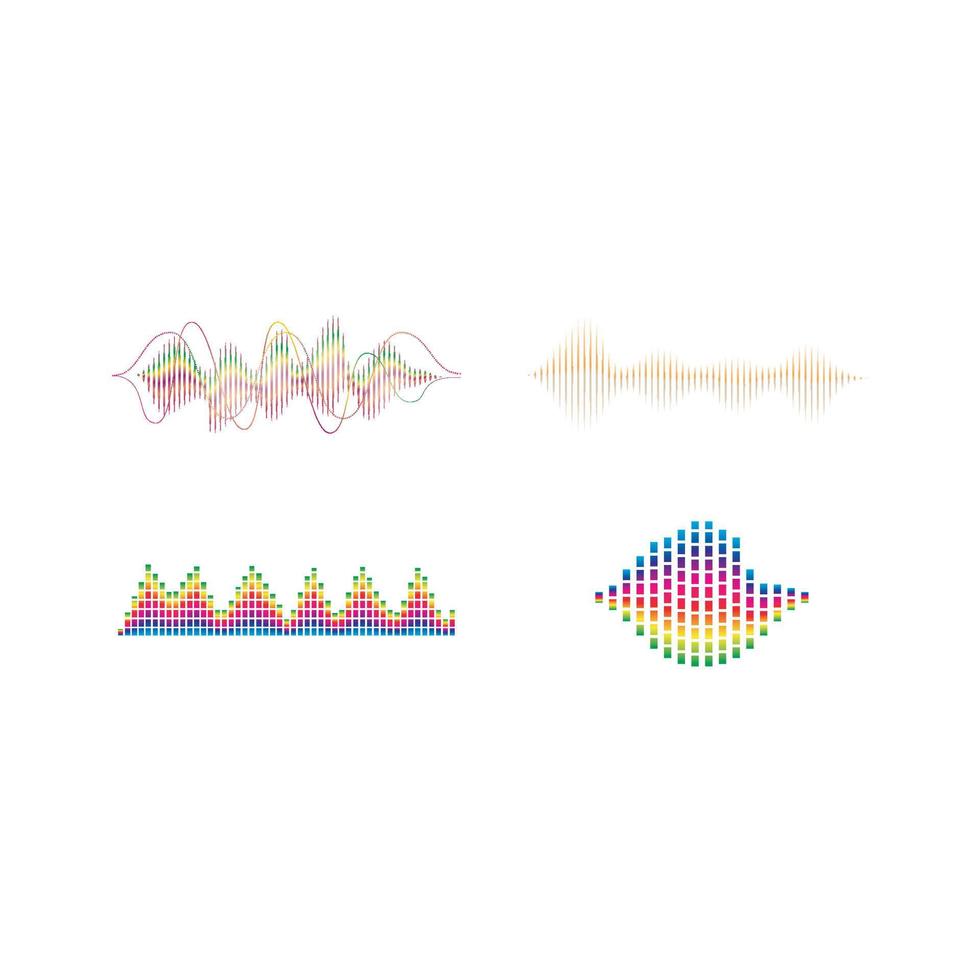 Sound waves set vector illustration