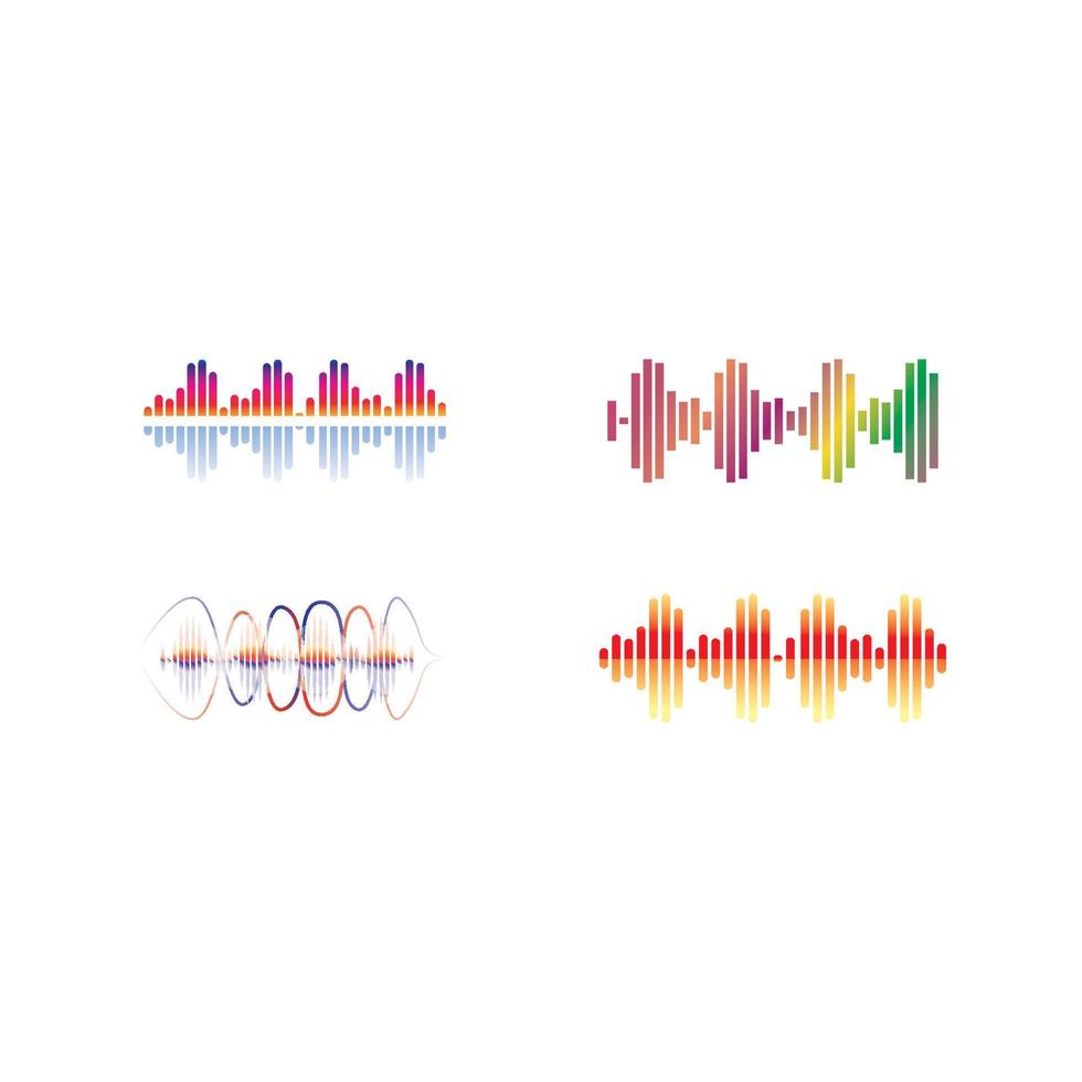Sound waves set vector illustration
