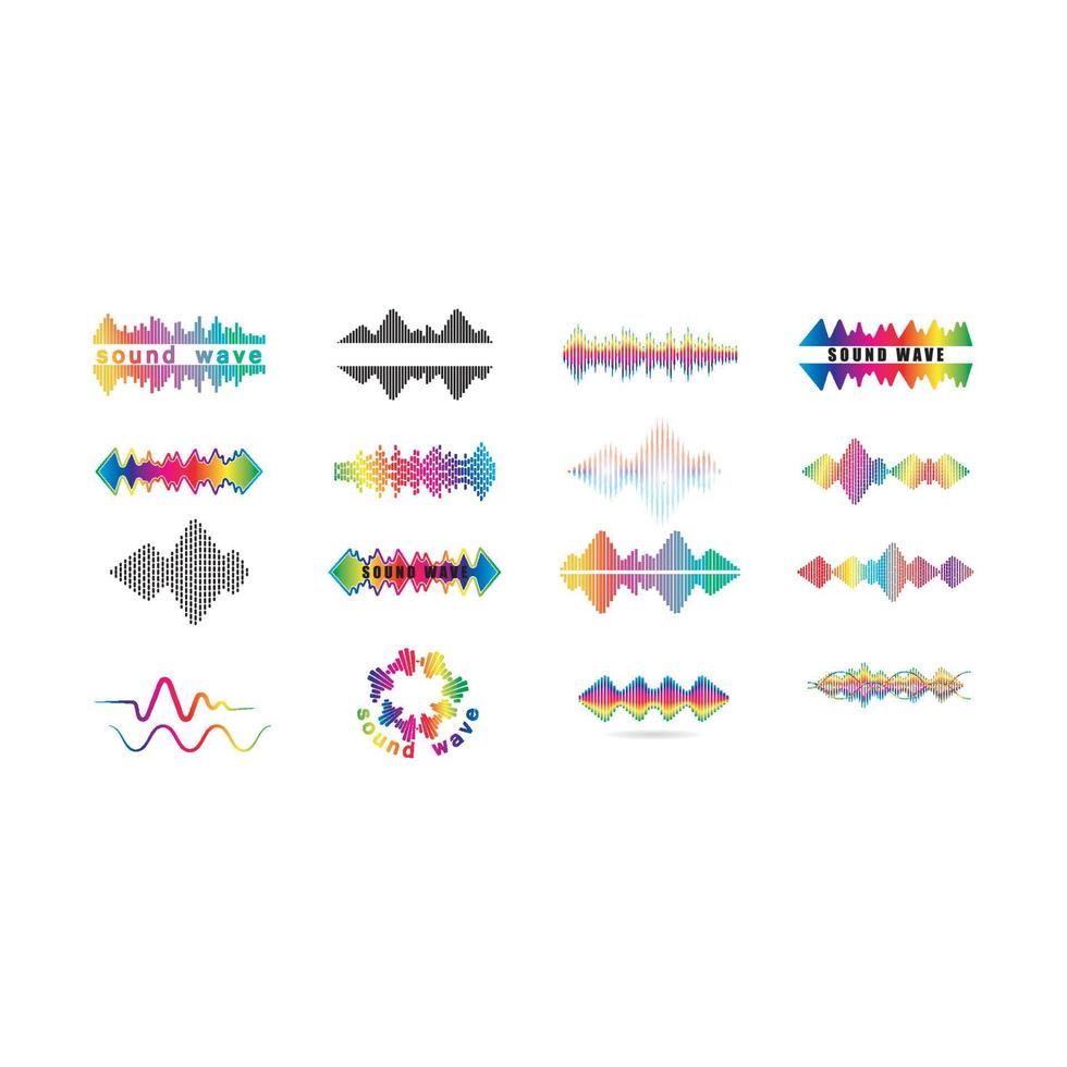 Sound waves set vector illustration
