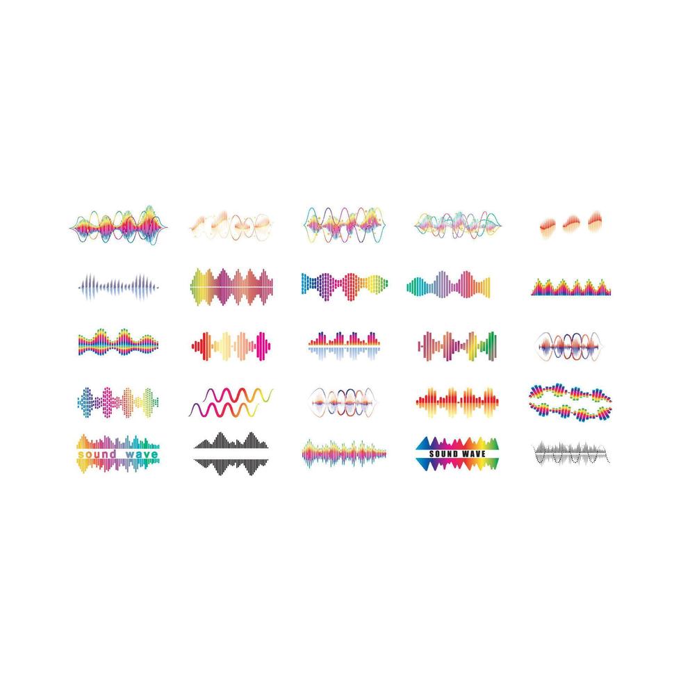 Sound waves set vector illustration