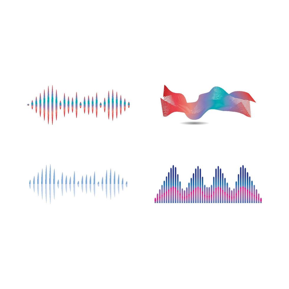 Sound waves set vector illustration