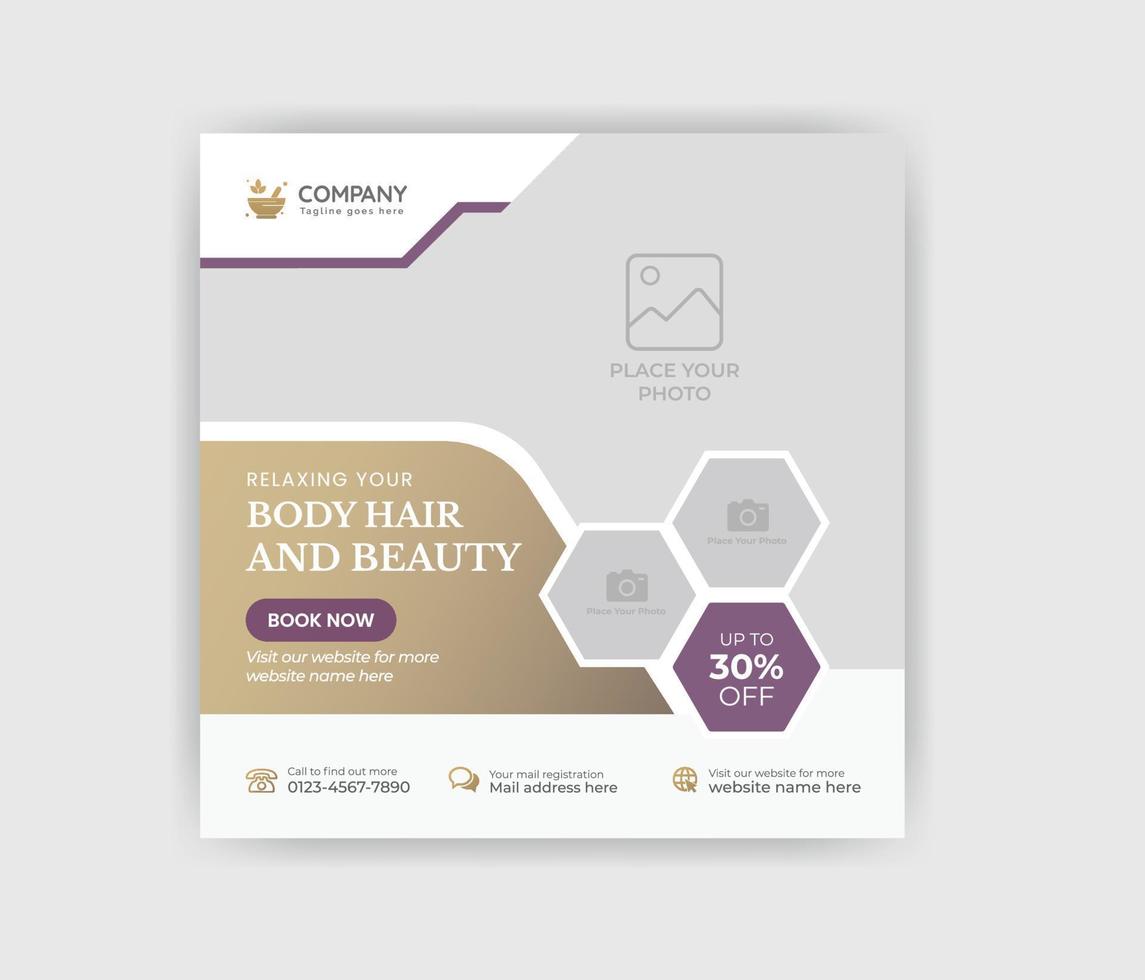 Creative Modern spa and beauty care social media Post template vector