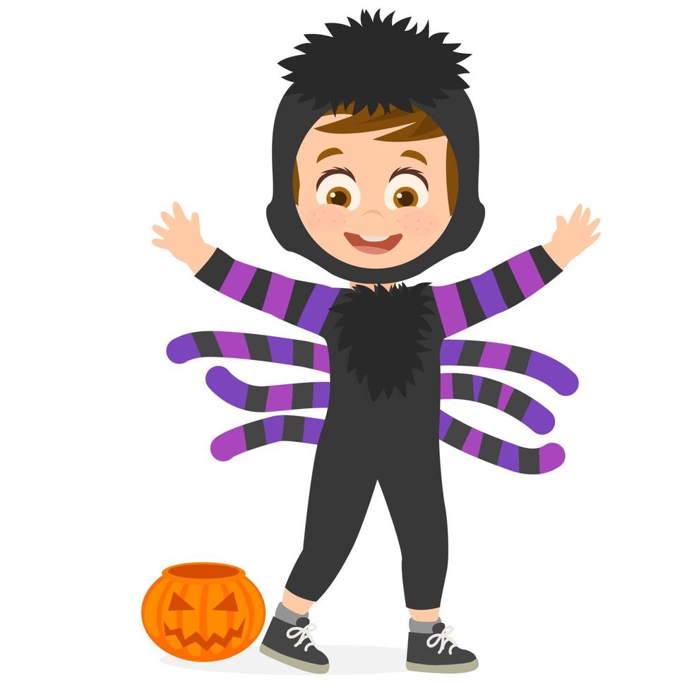 Child disguised as a spider for a halloween party celebration vector
