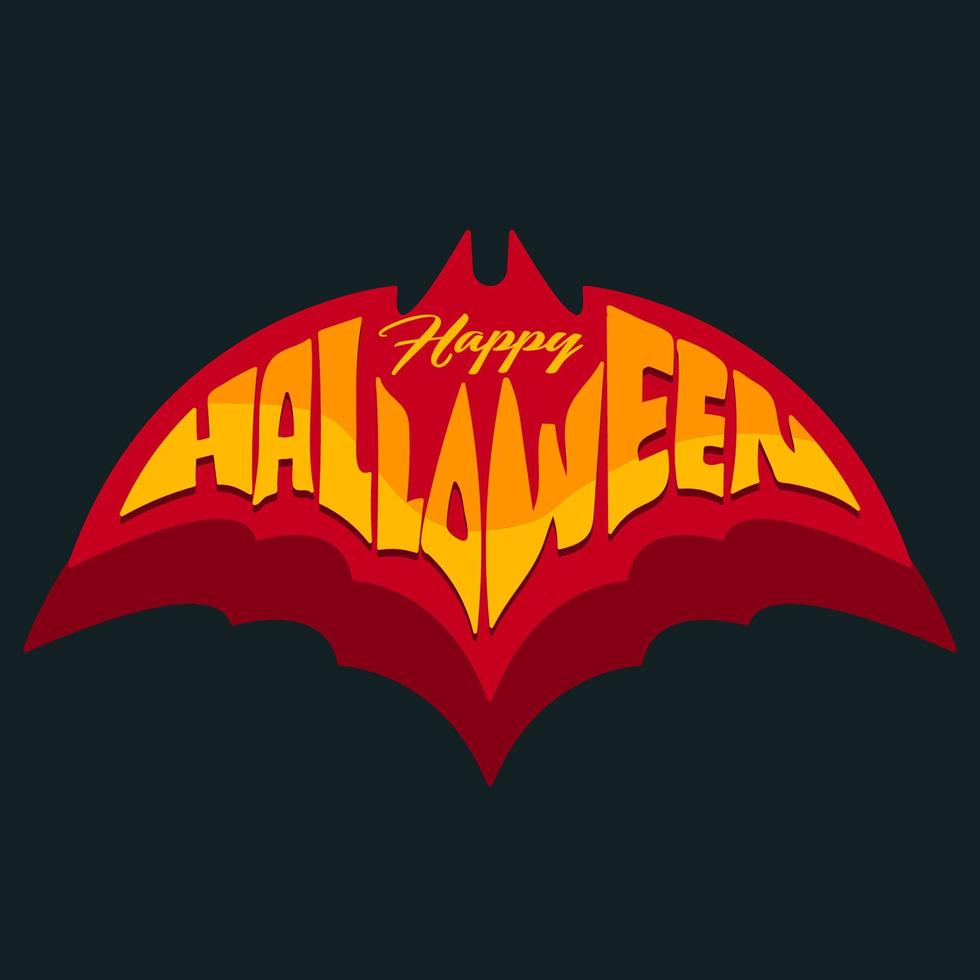 feliz día de halloween tarjeta de felicitación con forma de murciélago vector