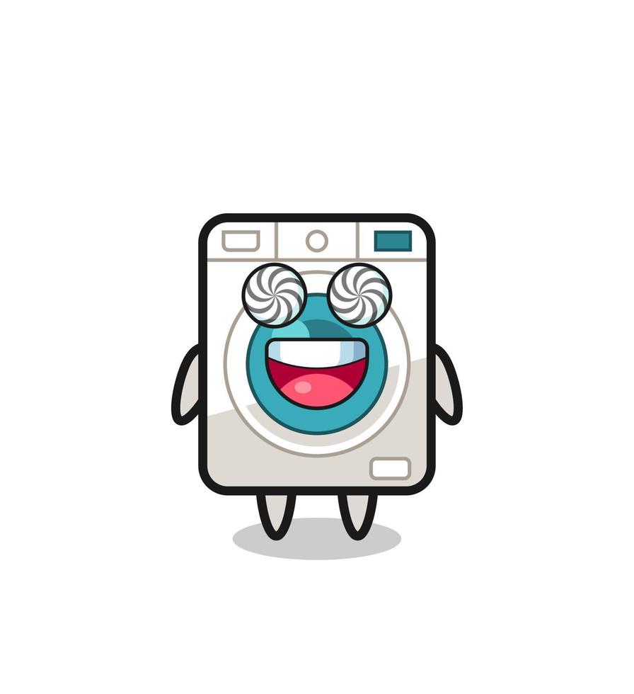 cute washing machine character with hypnotized eyes vector