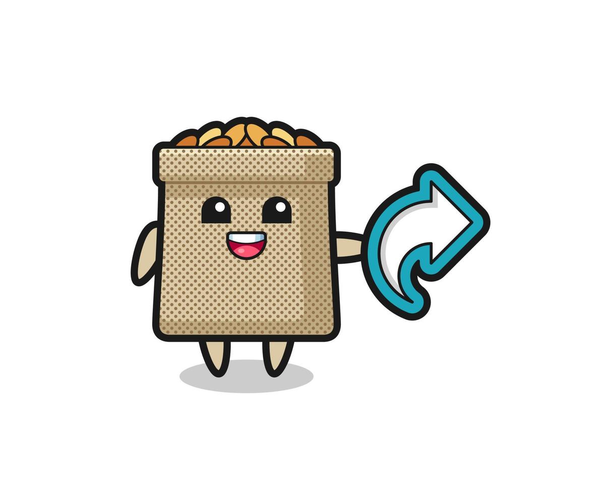 cute wheat sack hold social media share symbol vector