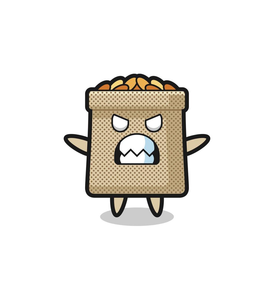 wrathful expression of the wheat sack mascot character vector