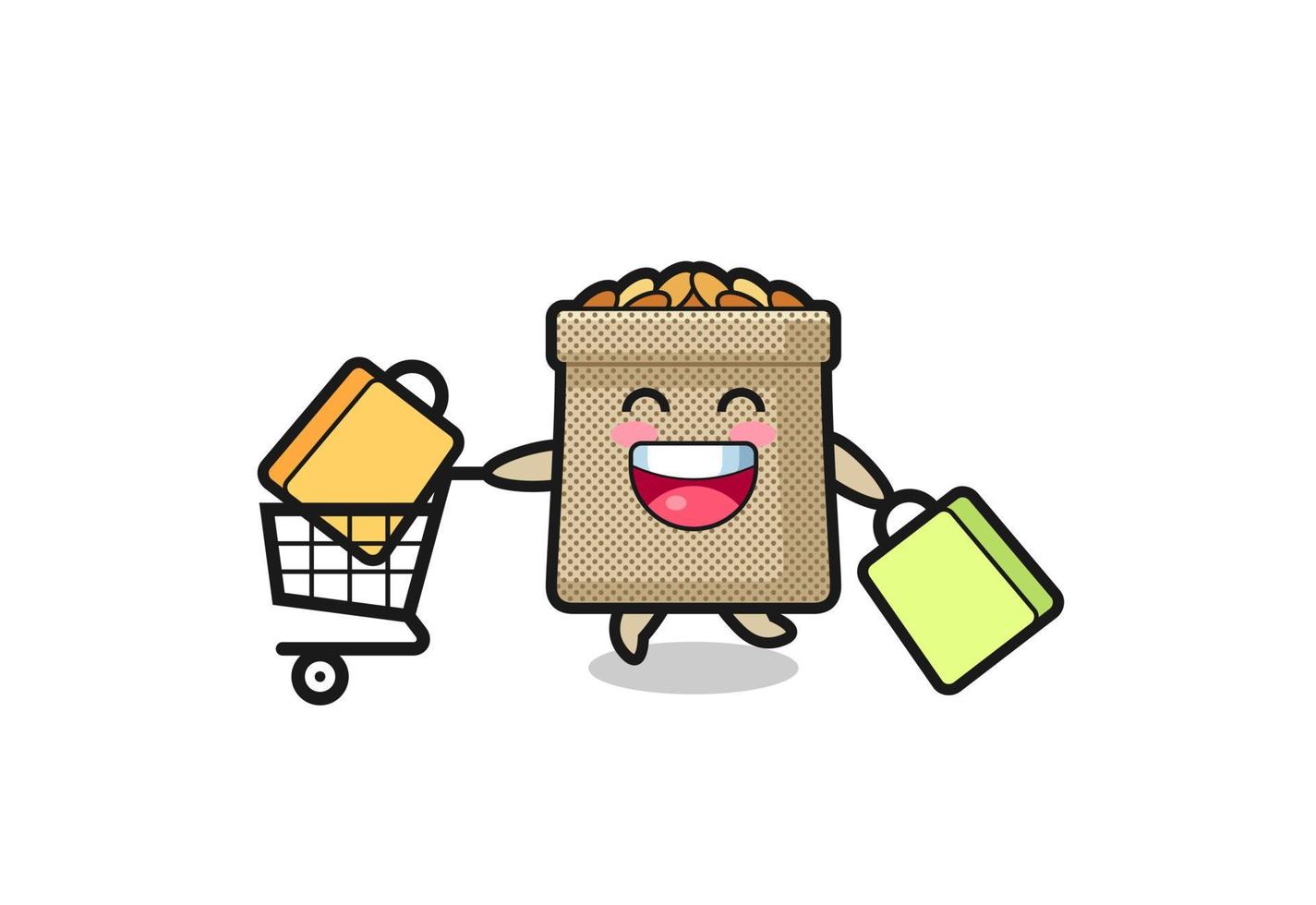 black Friday illustration with cute wheat sack mascot vector