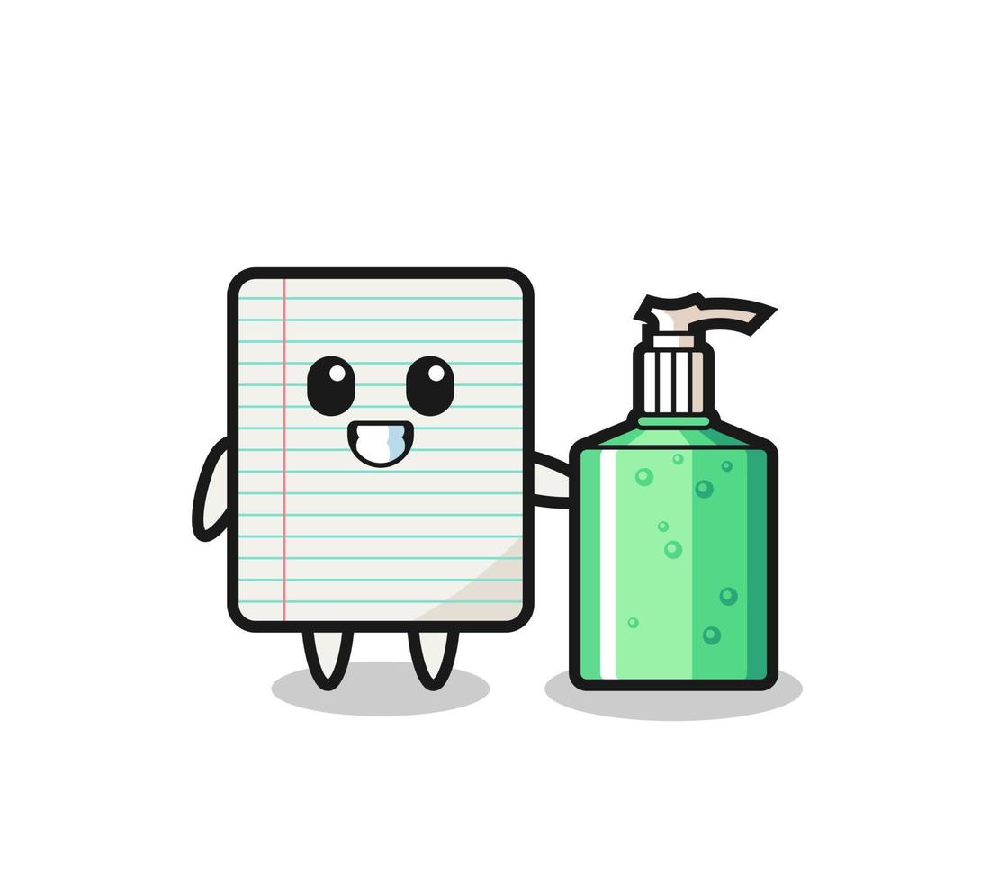 cute paper cartoon with hand sanitizer vector