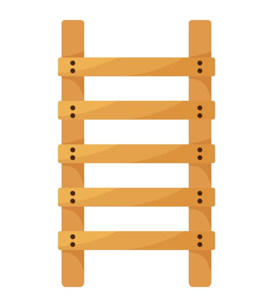 Wooden ladder cartoon icon isolated on white background. vector