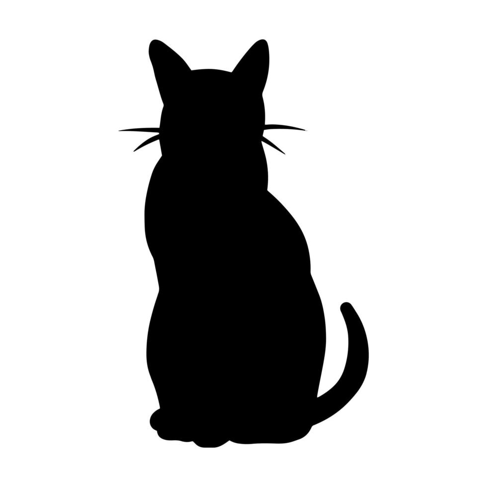 icono de silueta animal aislado vectorial. forma simple de gato negro. ilustración gráfica de gatito. elemento de diseño de signo de símbolo abstracto. logotipo de la clínica veterinaria. sombra de retrato de mascota en estilo plano. vector