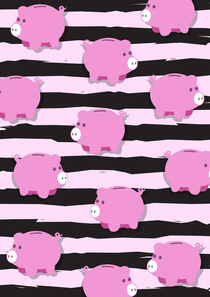 Pinky Piggy Bank Pattern Vector Illustration