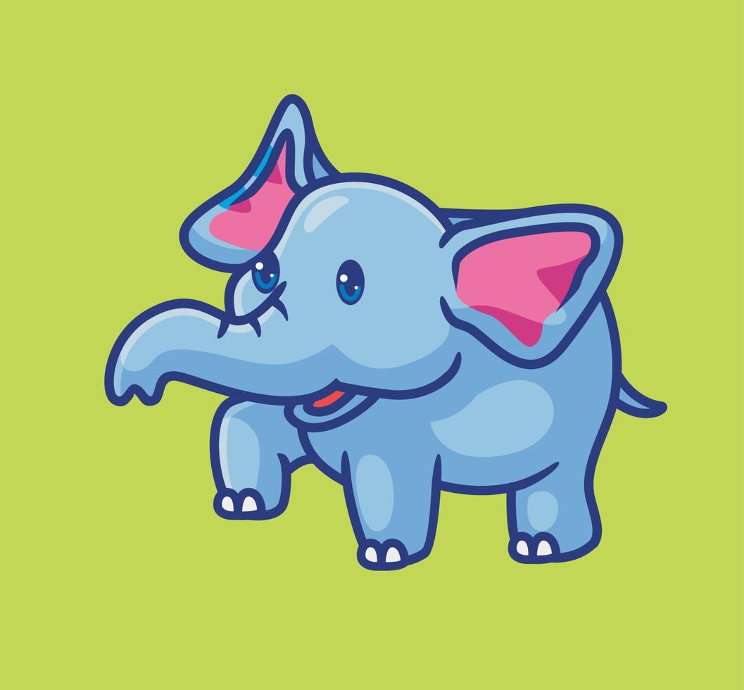 lindo elefante feliz. ilustración animal de dibujos animados aislados. vector de logotipo premium de diseño de icono de etiqueta de estilo plano. personaje mascota