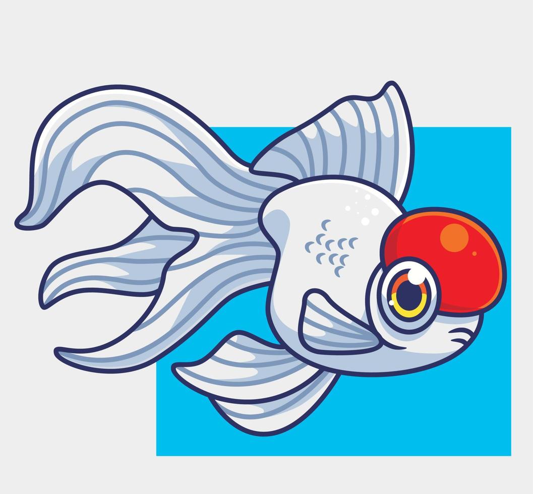 lindo pez dorado blanco. ilustración animal de dibujos animados aislados.  vector de logotipo premium de diseño de icono de etiqueta de estilo plano.  personaje mascota 12049220 Vector en Vecteezy