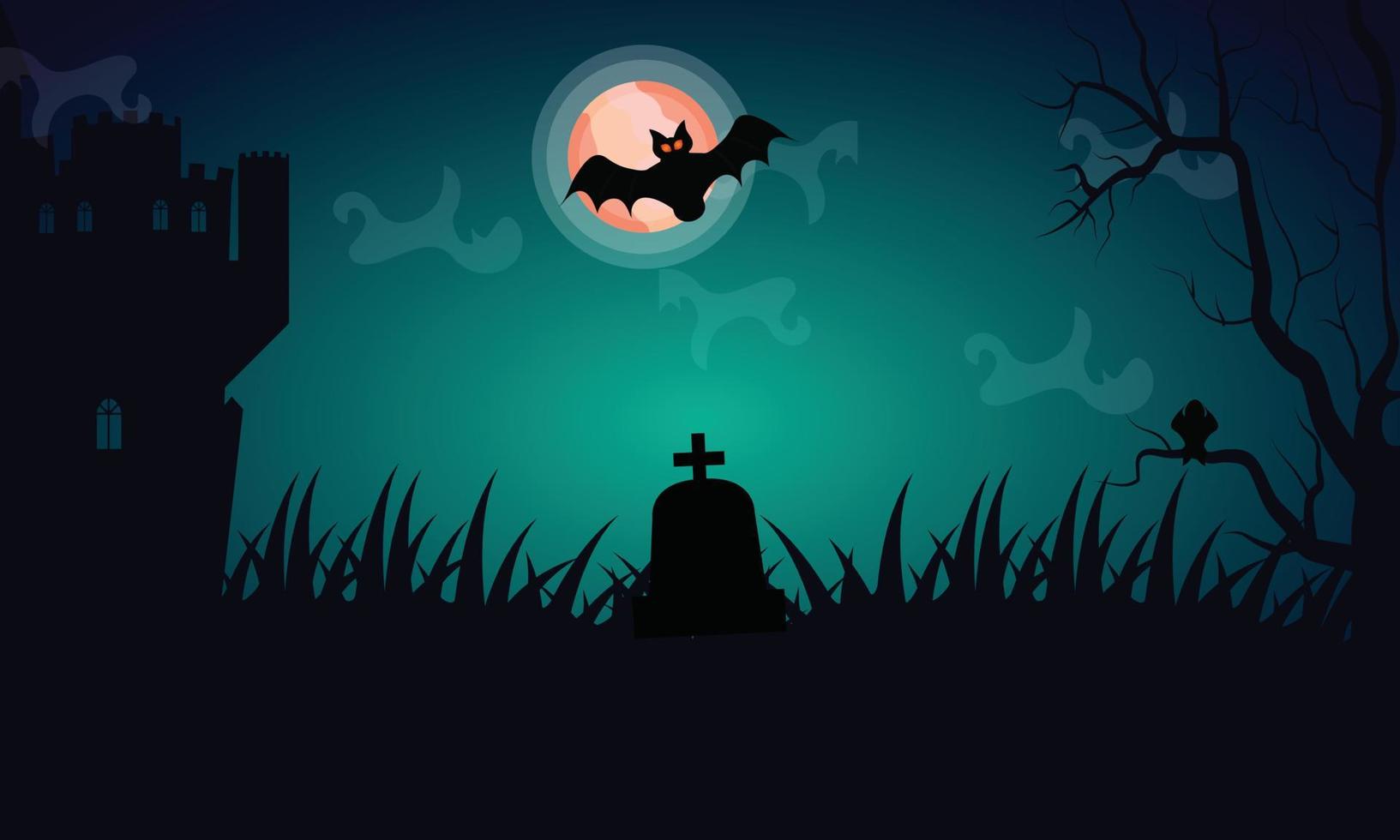 Halloween Hunted witch house background illustration vector