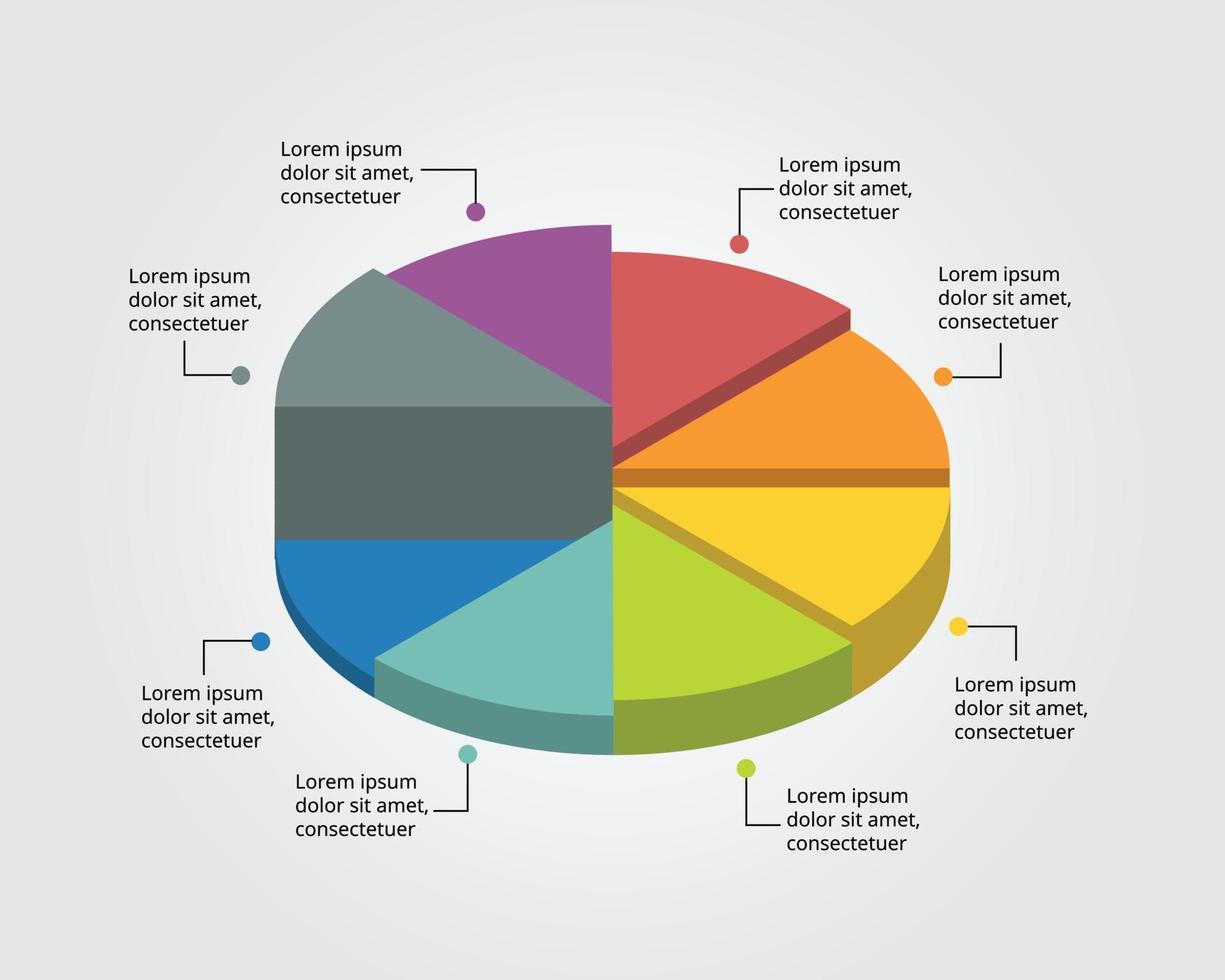 circle pie chart template for infographic for presentation for 8 element vector