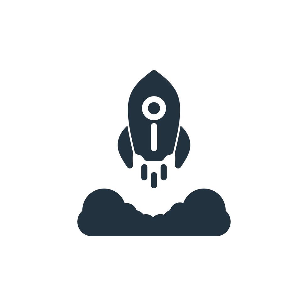 Rocket icon in trendy flat style isolated on white background. Launched the rocket symbol, starting for web and mobile apps. vector