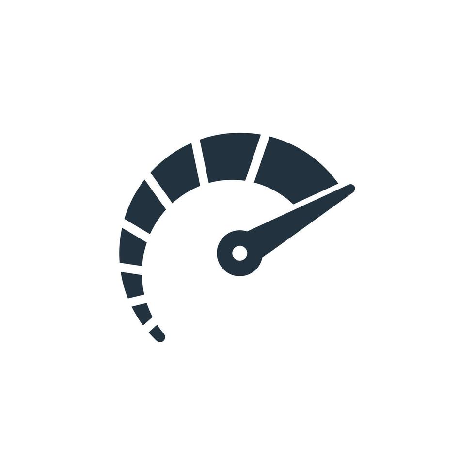 icono del velocímetro en un moderno estilo plano aislado en fondo blanco. símbolo indicador de velocidad para aplicaciones web y móviles. vector