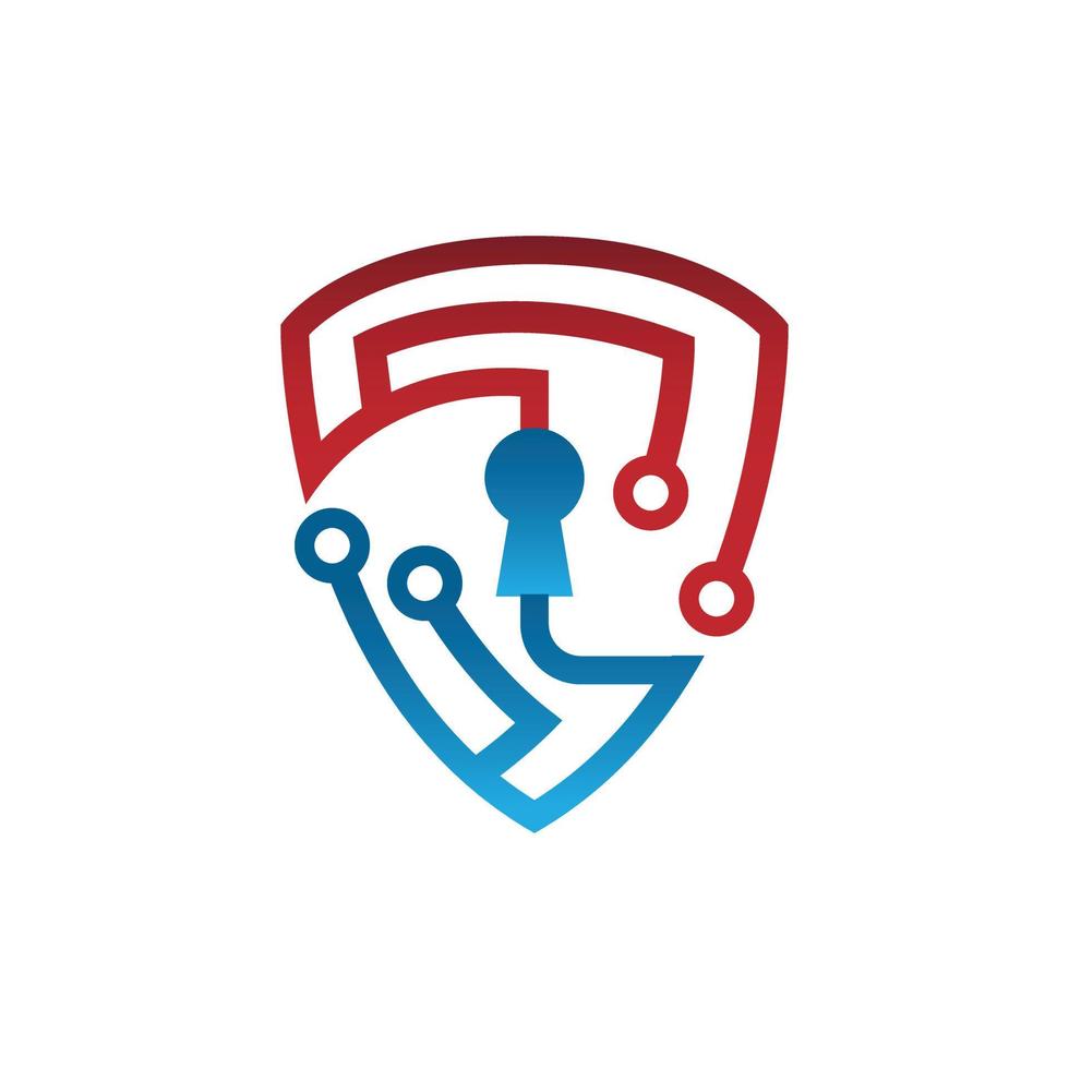 Tech shield security logo design vector