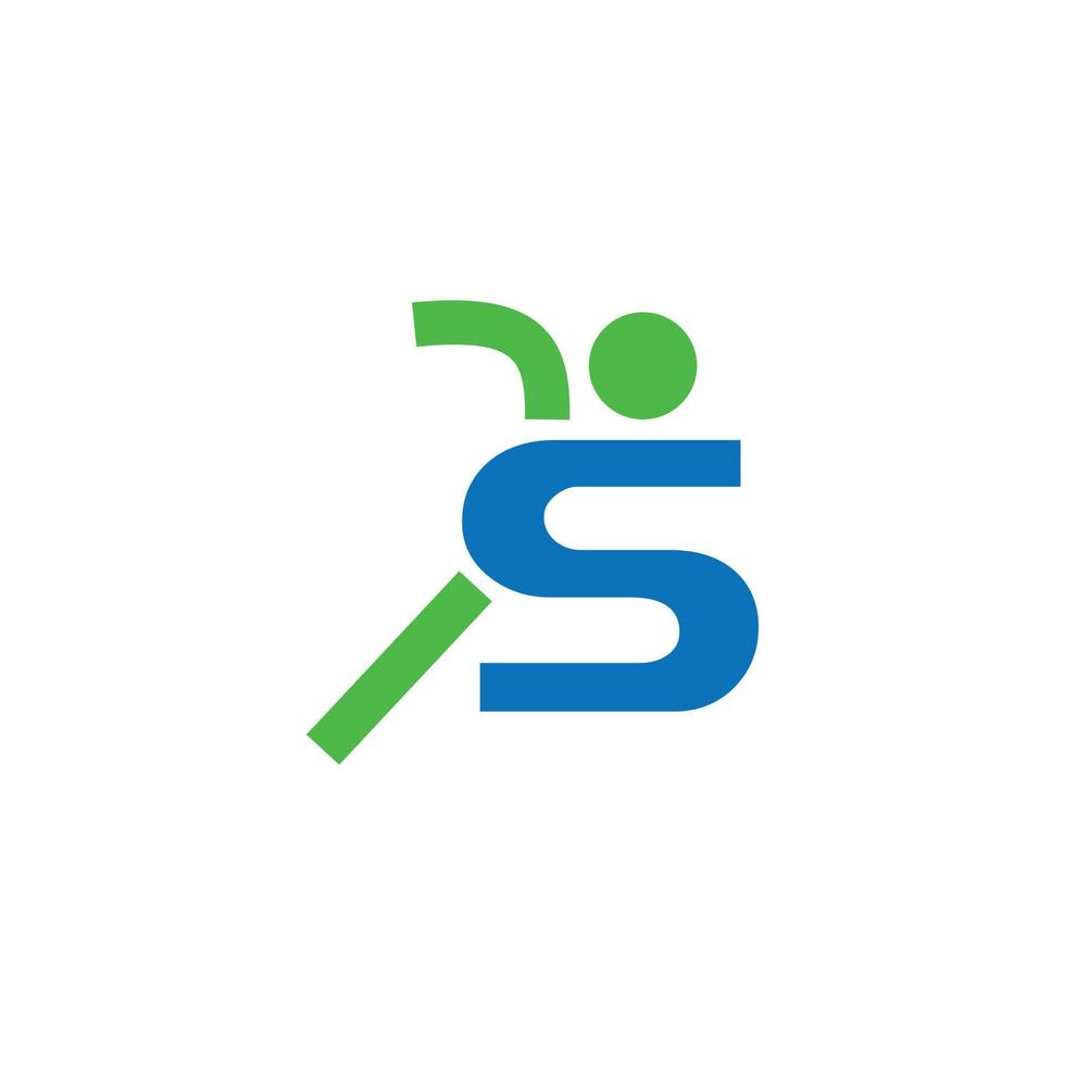 Initial letter S abstract people run logo design. lettering logotype with people in run vector