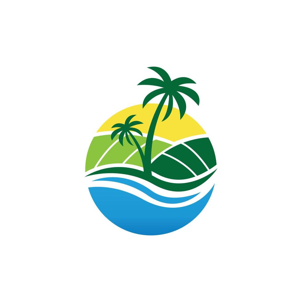 Beach farm logo design concept vector