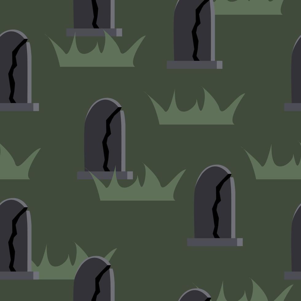 Graveyard. Seamless pattern illustration. Gravestone. Headstone