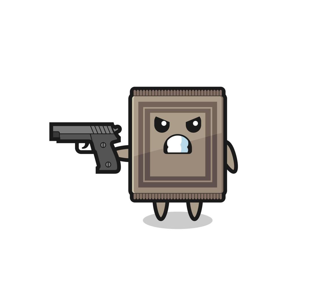 the cute carpet character shoot with a gun vector