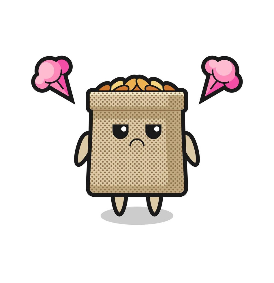 annoyed expression of the cute wheat sack cartoon character vector