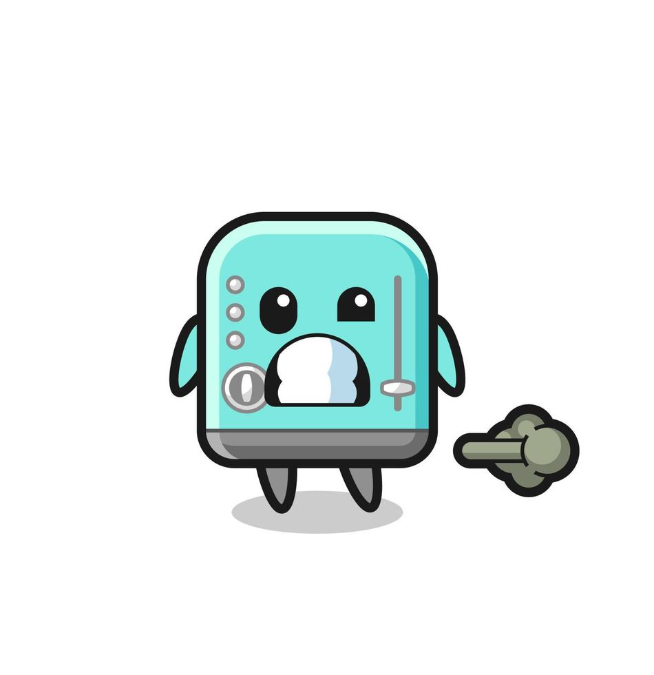 the illustration of the toaster cartoon doing fart vector