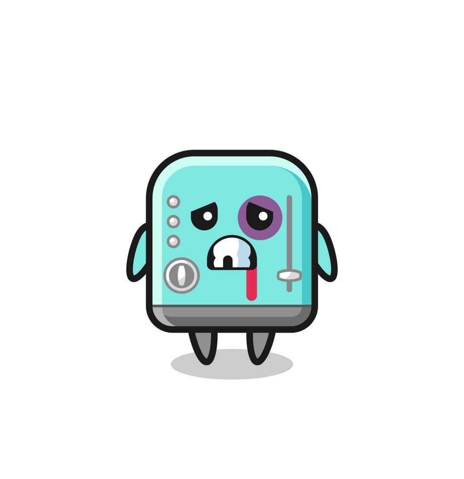 injured toaster character with a bruised face vector