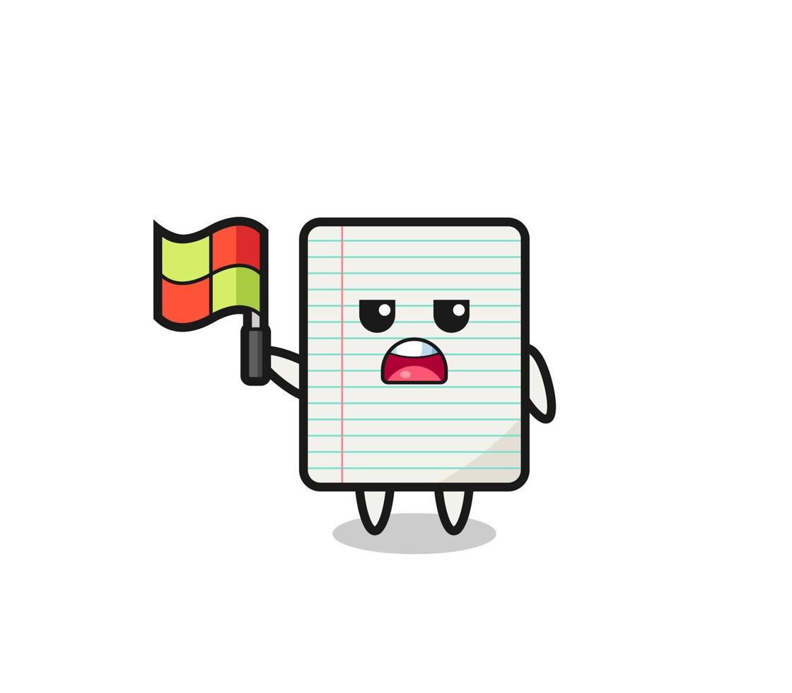 paper character as line judge putting the flag up vector