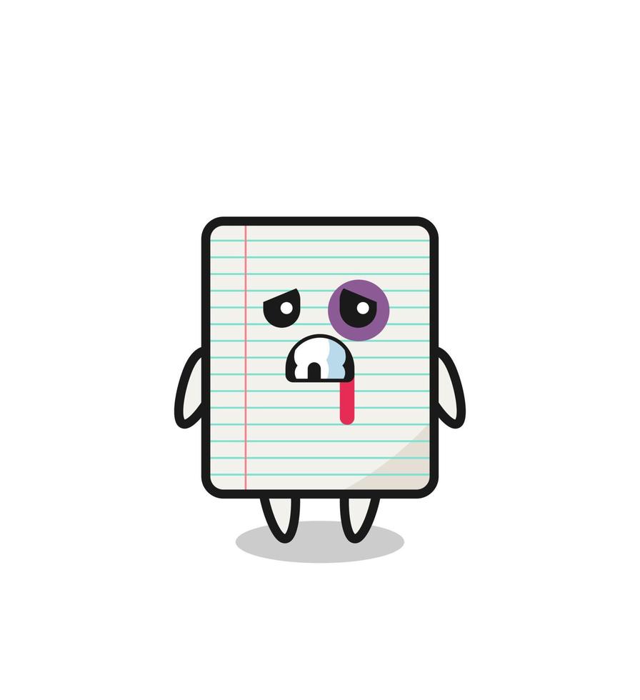 personaje de papel herido con la cara magullada vector