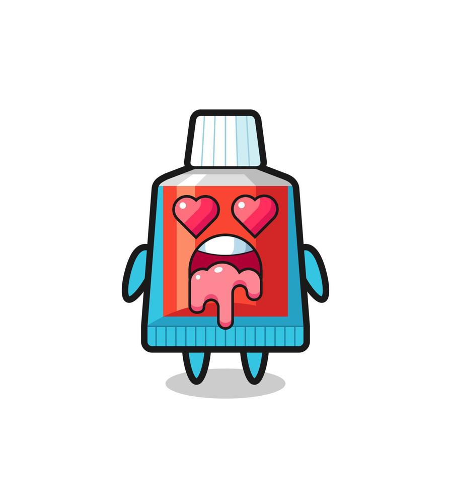 the falling in love expression of a cute toothpaste with heart shaped eyes vector