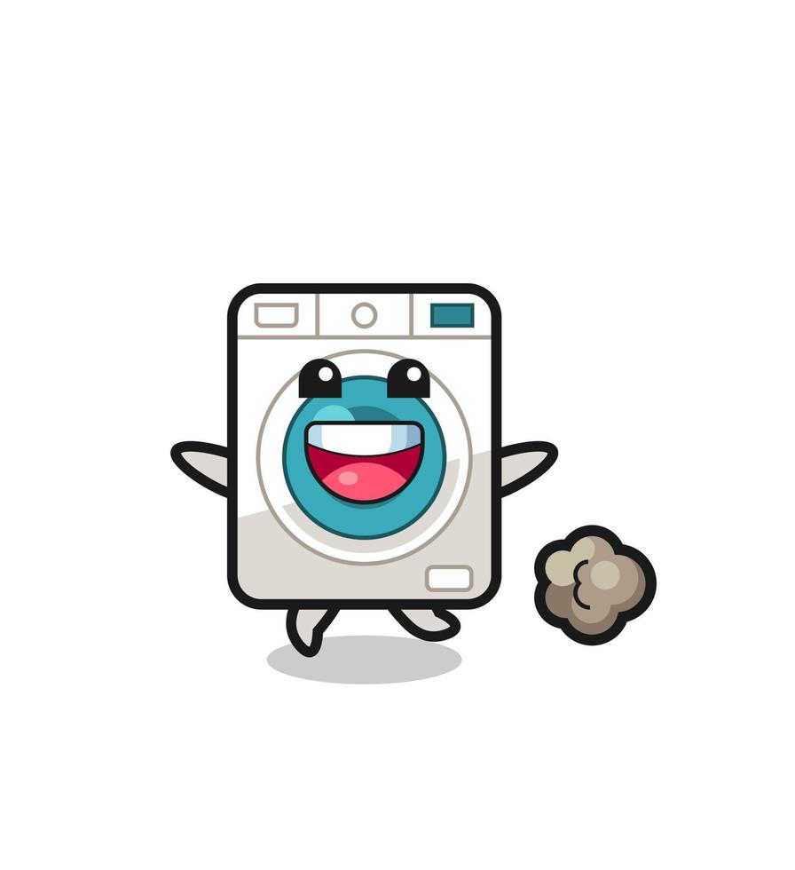 the happy washing machine cartoon with running pose vector