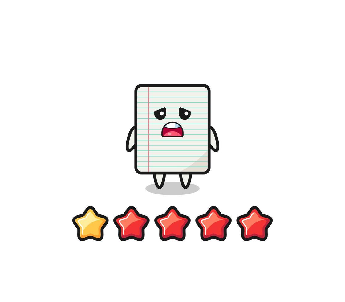 the illustration of customer bad rating, paper cute character with 1 star vector