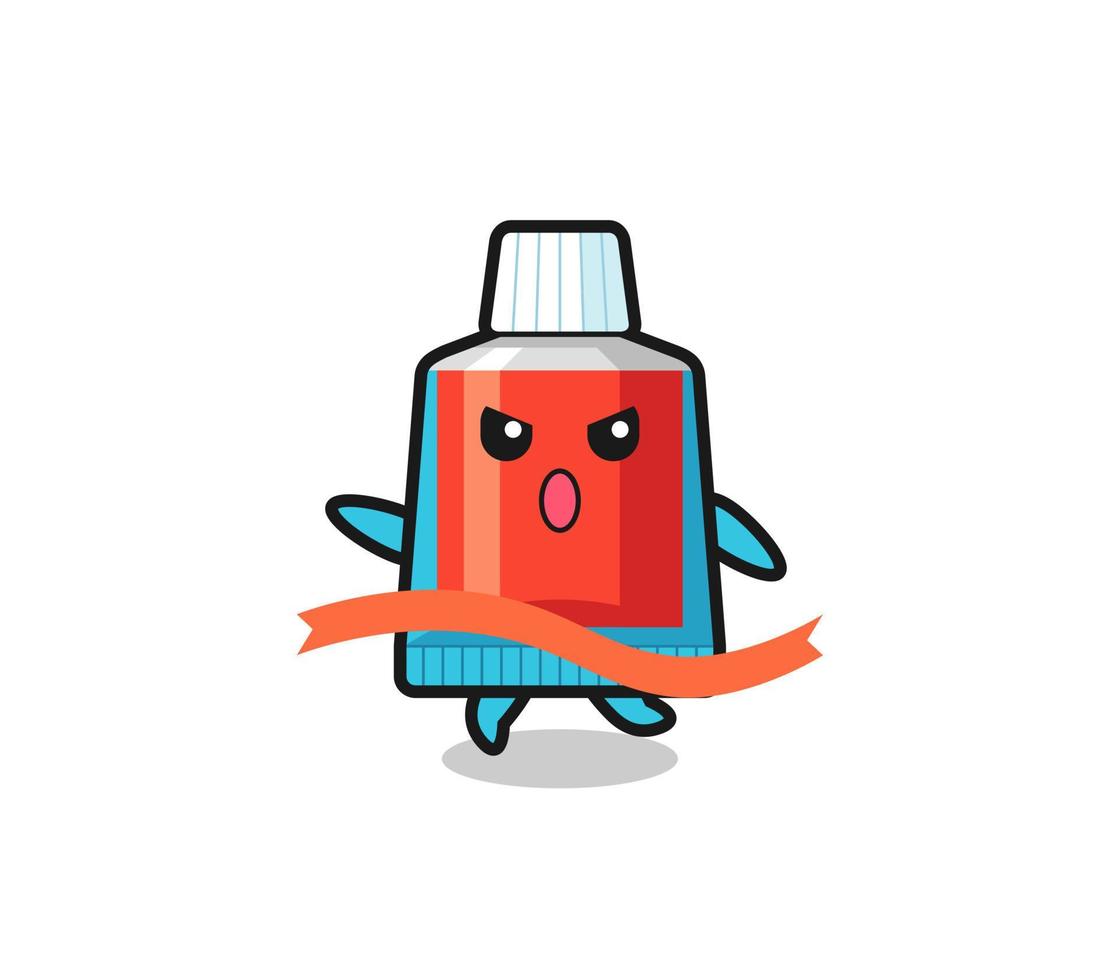cute toothpaste illustration is reaching the finish vector