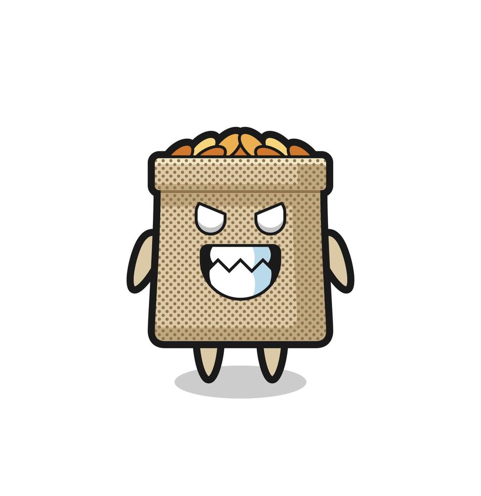 evil expression of the wheat sack cute mascot character vector