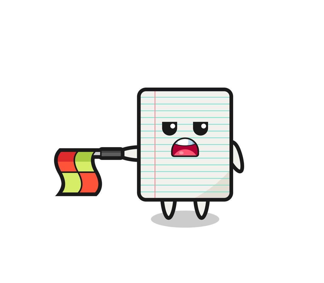 paper character as line judge hold the flag straight horizontally vector
