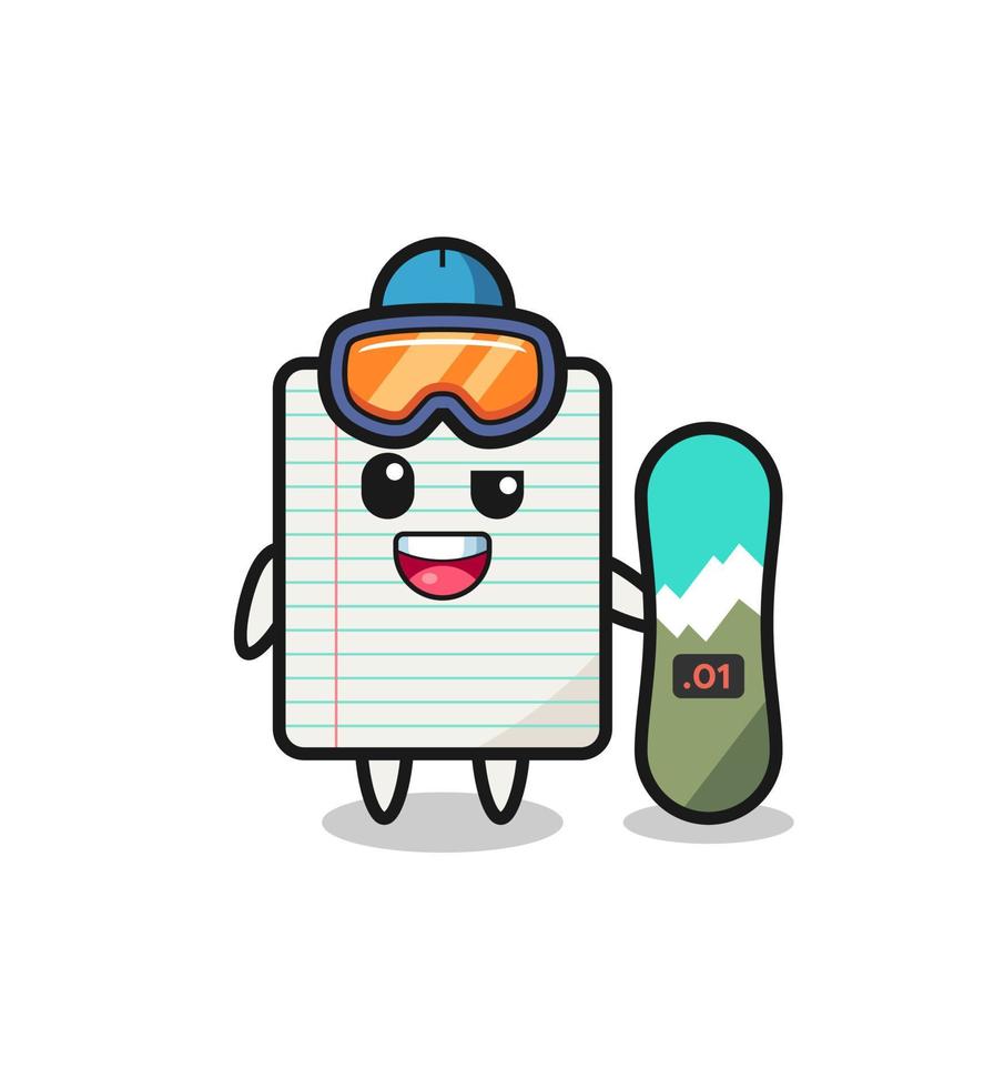 Illustration of paper character with snowboarding style vector