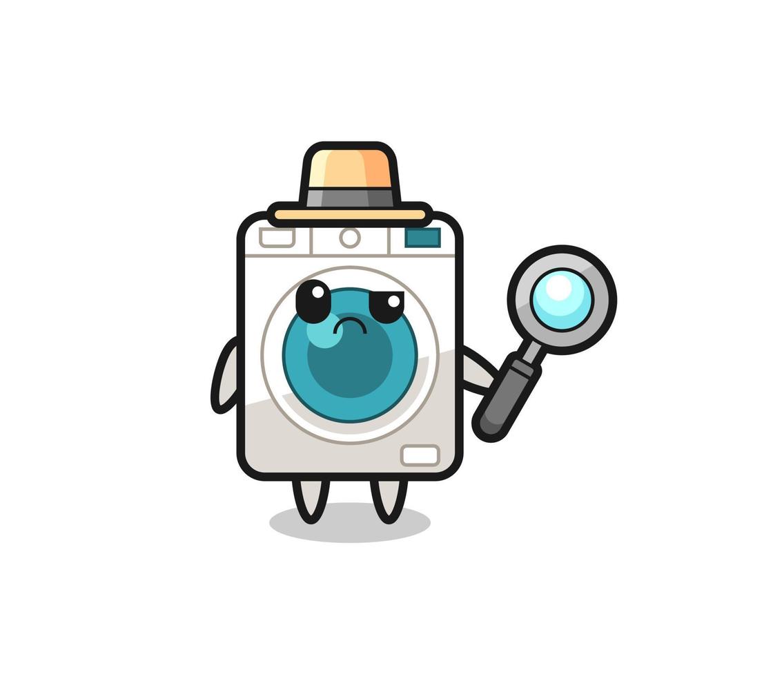the mascot of cute washing machine as a detective vector