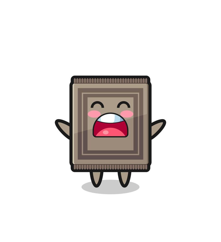 cute carpet mascot with a yawn expression vector