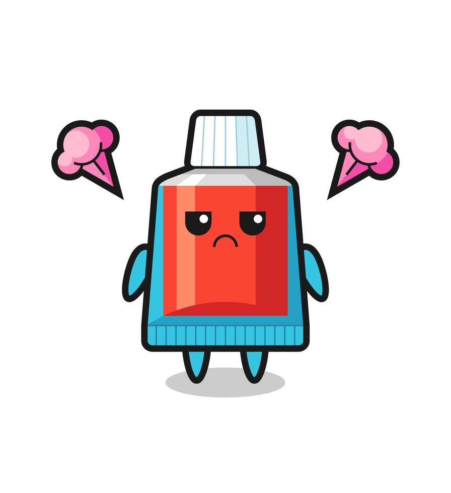 annoyed expression of the cute toothpaste cartoon character vector