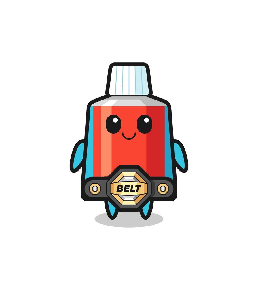 the MMA fighter toothpaste mascot with a belt vector