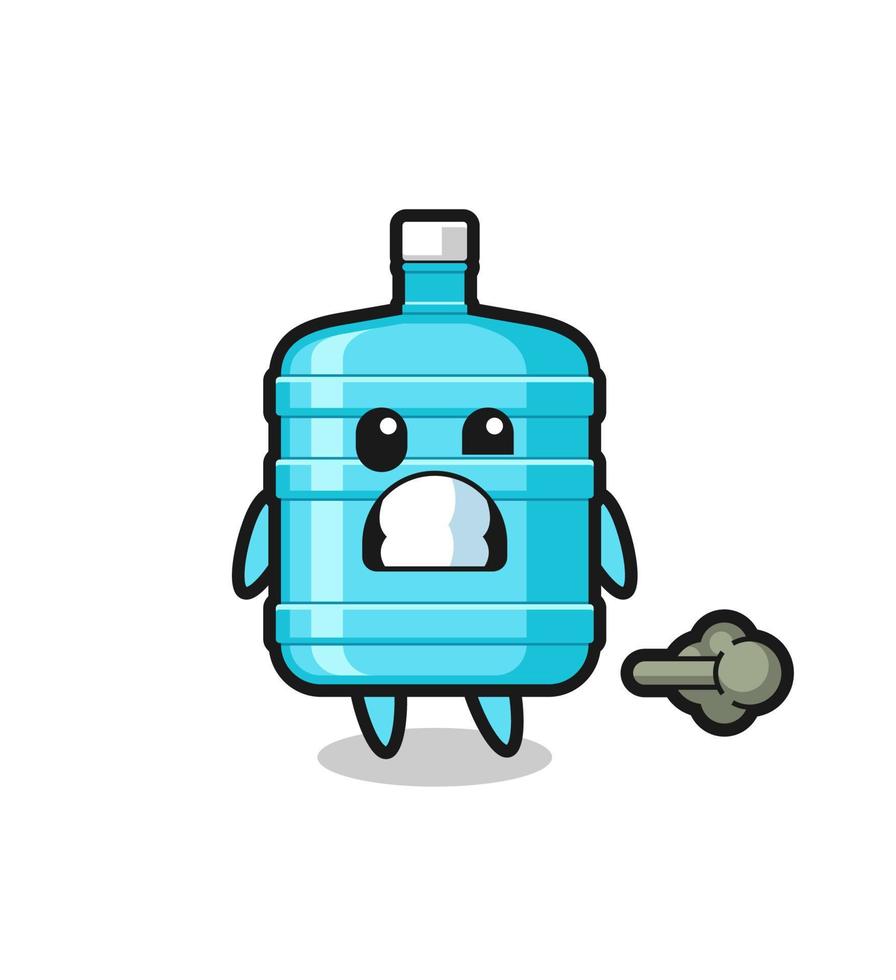 the illustration of the gallon water bottle cartoon doing fart vector