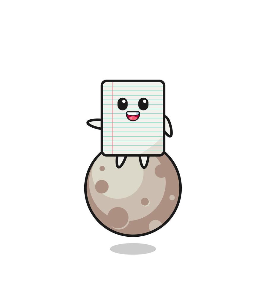 illustration of paper cartoon sitting on the moon vector