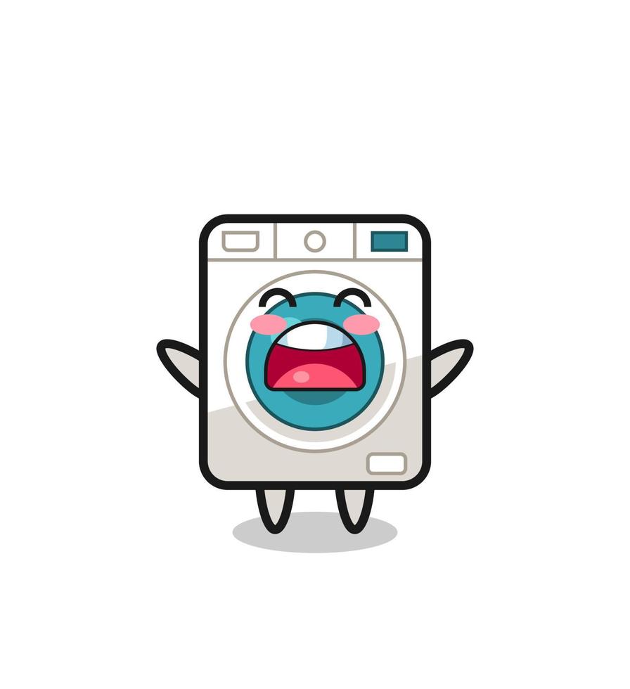 cute washing machine mascot with a yawn expression vector