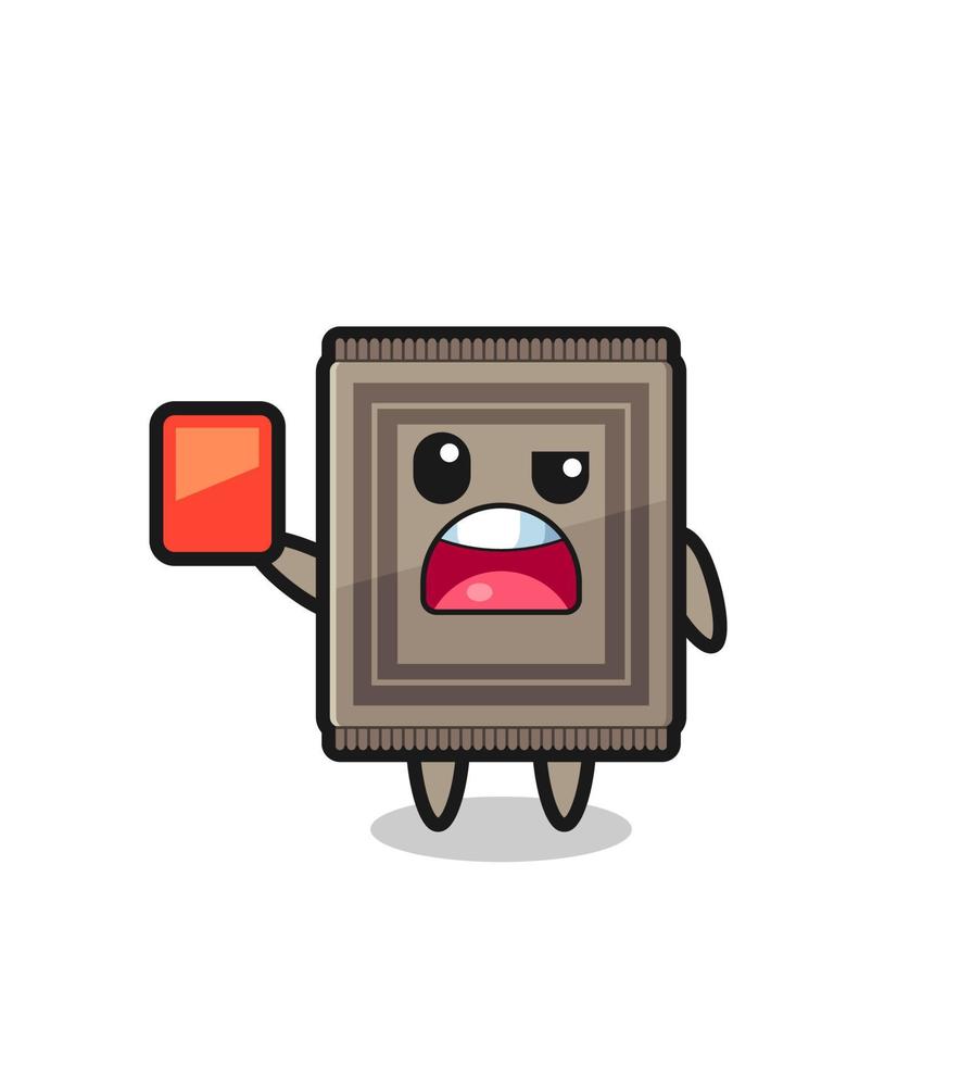 carpet cute mascot as referee giving a red card vector