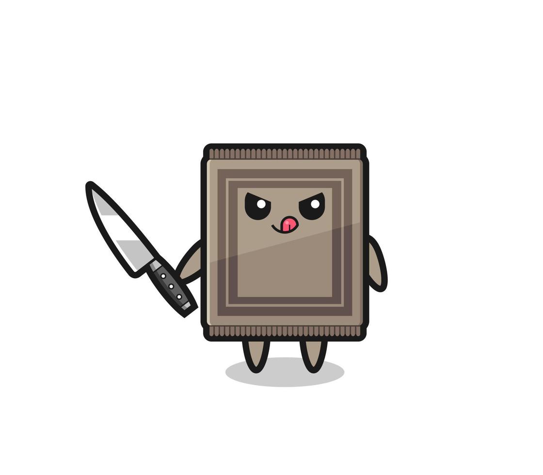 cute carpet mascot as a psychopath holding a knife vector